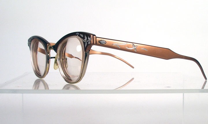 Vintage ART CRAFT Copper Aluminum Etched Eyeglass Frames