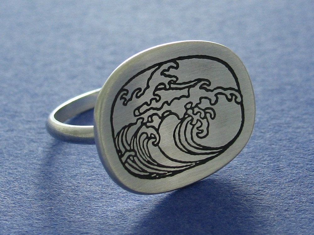 Sterling Silver Wave Etch Ring