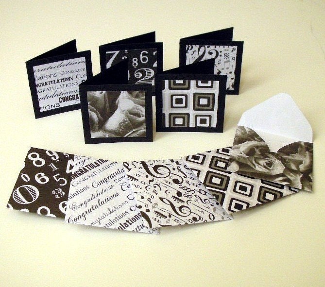 5 Gift Cards - Black and White