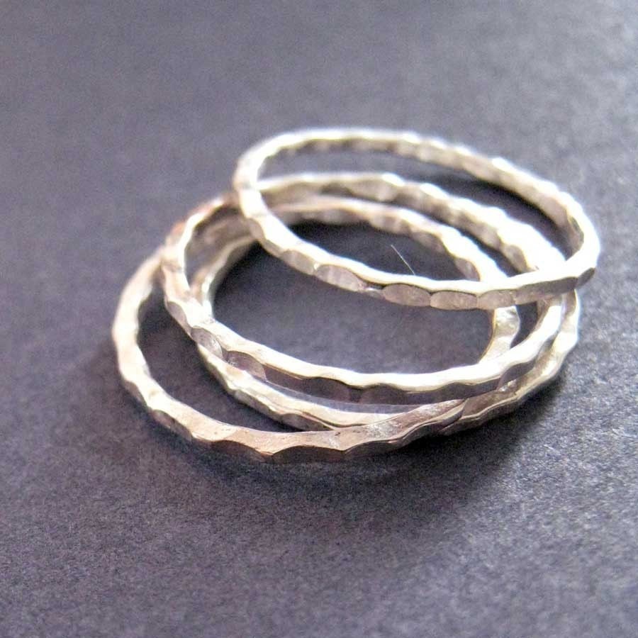 FLUTED RINGS - 4ct x 18 guage  (1.0mm) - 1.5cm diameter -  sterling silver - totally handmade