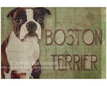 BOSTON TERRIER Signed Art Print TERRIER DOG Modern Grunge Art ILLUSTRATION Pooch Pup CUTE DOGS English French Bull