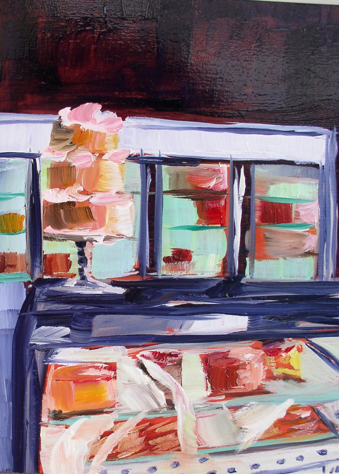 Pastry Counter with Cake Original Oil Painting Daily painting