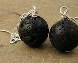 ball and chain. lava and sterling silver earrings