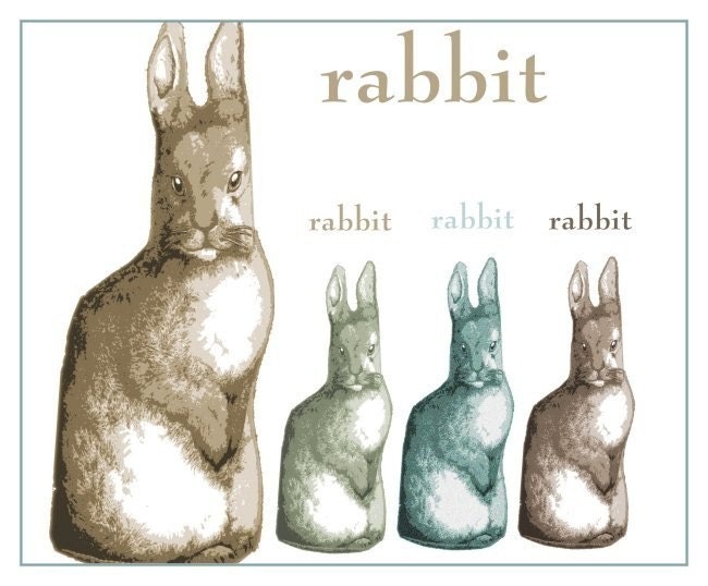 RABBIT PRINT Four Rabbits MODERN AMERICANA ART PRINT POSTER Cemetery Rabbits CUTE 