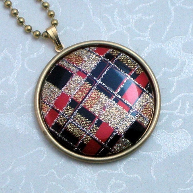 Glitter Plaid Pendant with Chain - FREE SHIPPING