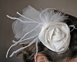 Silk Flower and Feather Fascinator