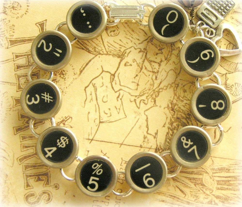 NUMBER CRUNCHER - Antique Typewriter Key Bracelet