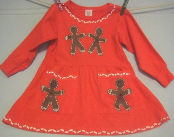 Hand Dyed and Hand Painted Gingerbread Man Dress
