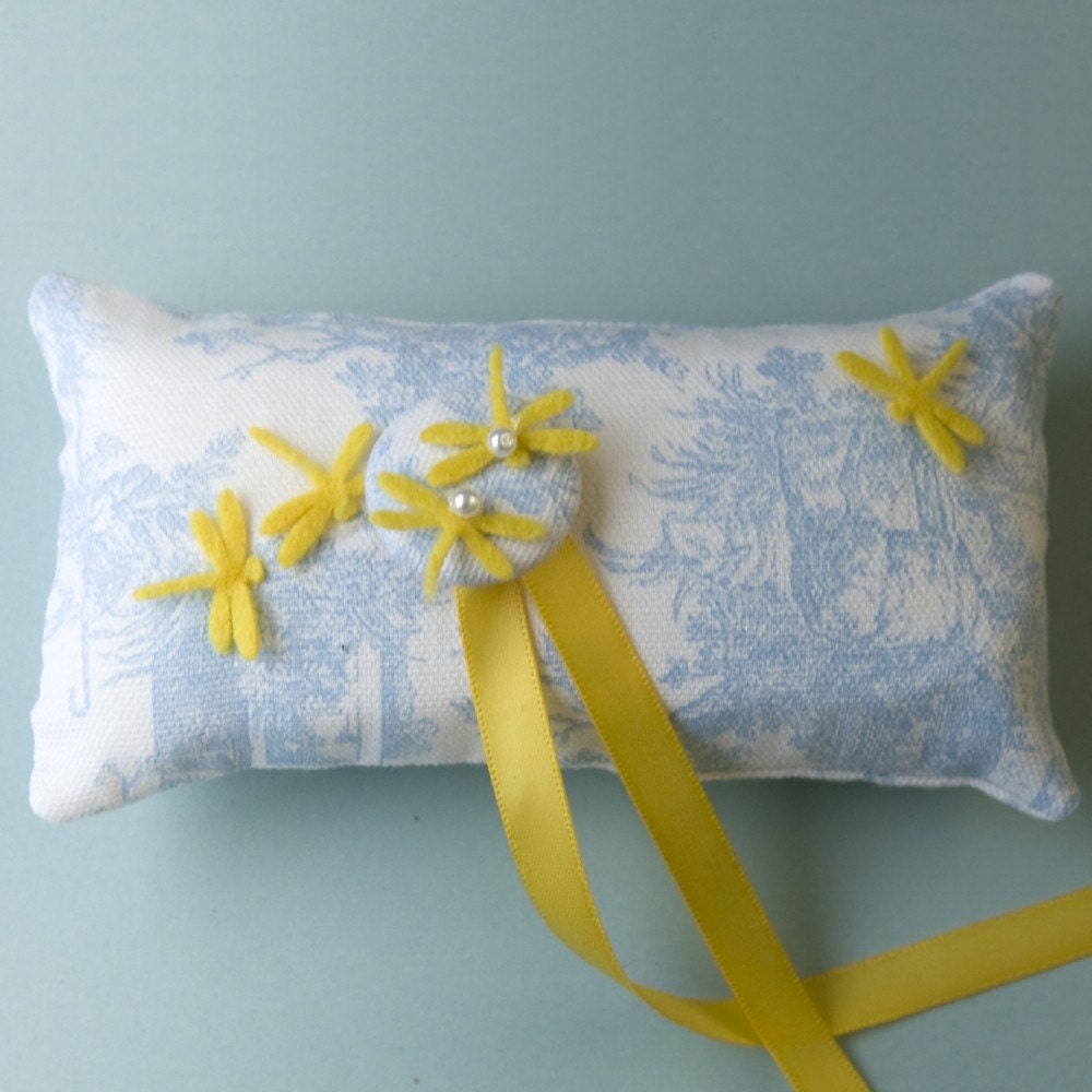 Yellow Dragonfly Series - Ring Pillow I
