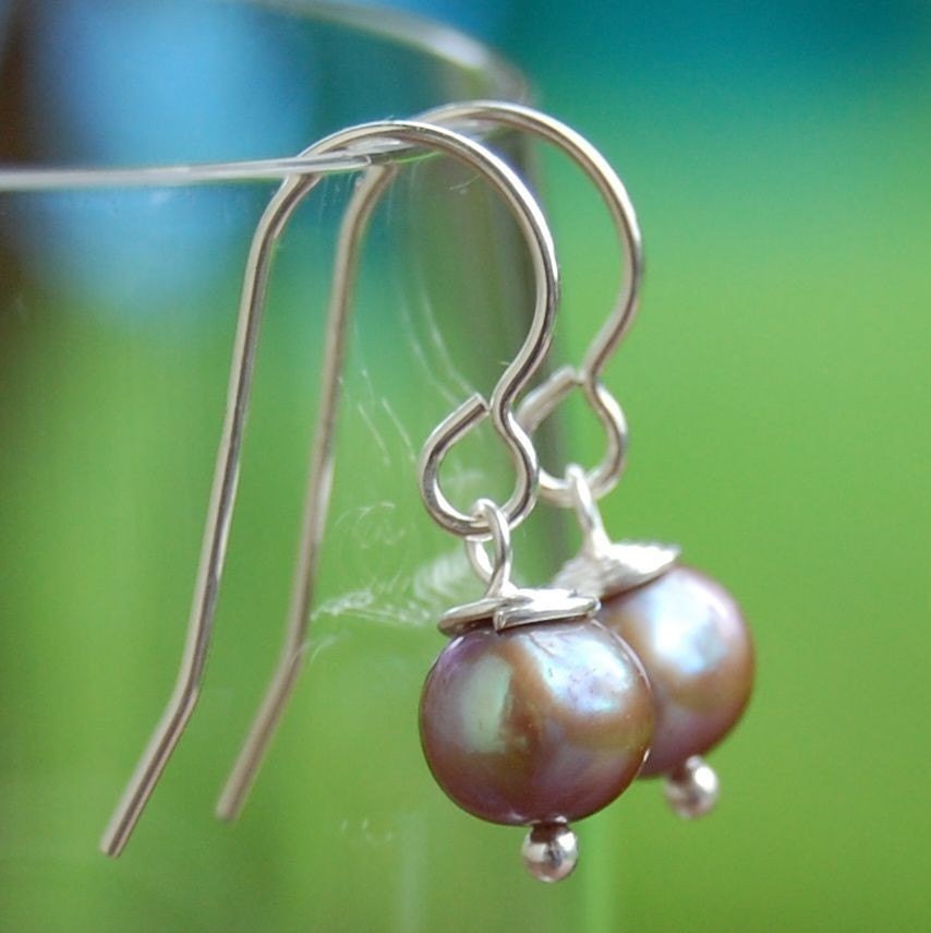 Freshwater Pearl Drops - bronze round