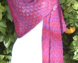 Purple and Red - RED HAT DAY Knitted Shawl 