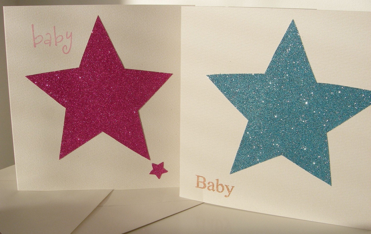 New baby BOY glitter STAR card