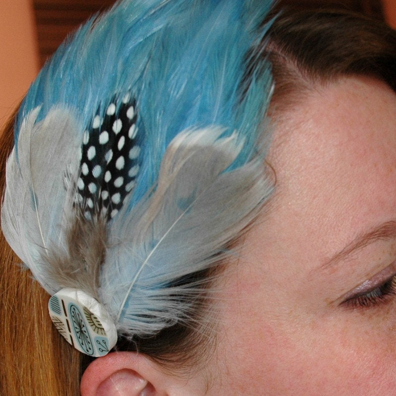 Feathered Broken Plate Headband - blue