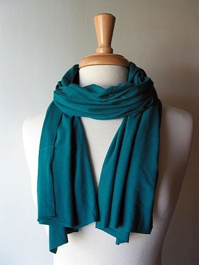 Fabric Scarf Teal Blue Summer Lightweight Turquoise Free Shipping