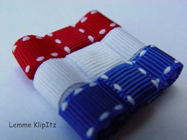 Itty Bitty Baby Clips-Basic 4th of July Set-PERFECT FOR GIRL'S WITH LITTLE/THIN HAIR-newborns and infants