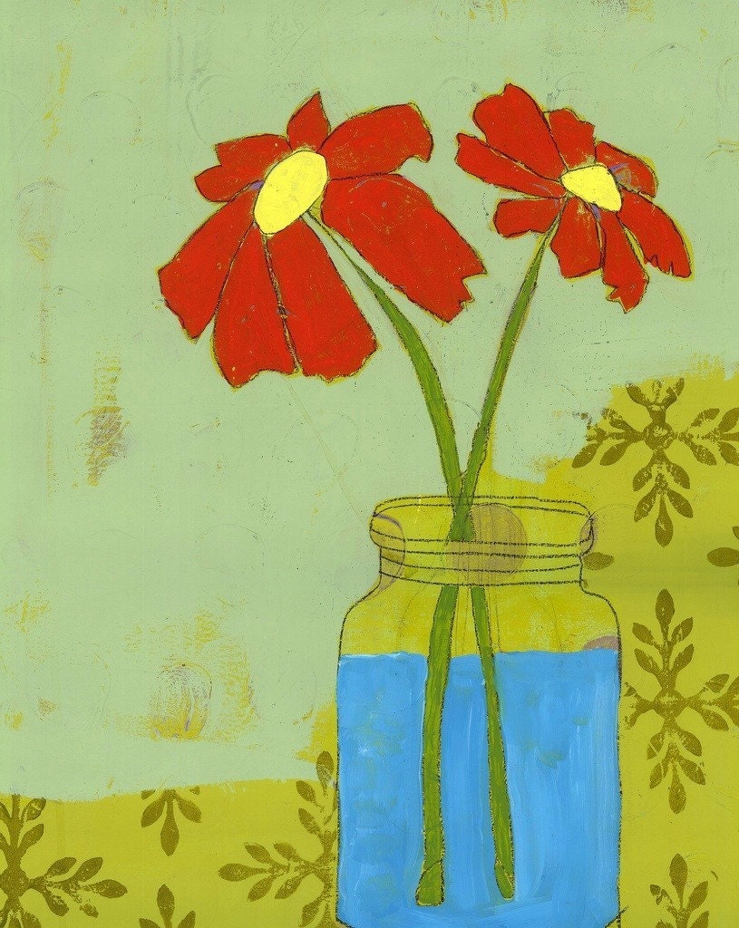 PRINT of -Jar Flowers - original painting