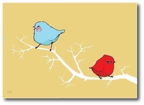 Blue Bird of Happiness and the Little Red Bird of Crankiness, 8 Greeting Cards
