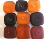Big Etched Brown Squares - 9 Lampwork Beads