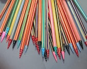 fun and unique, hand painted birch knitting needles