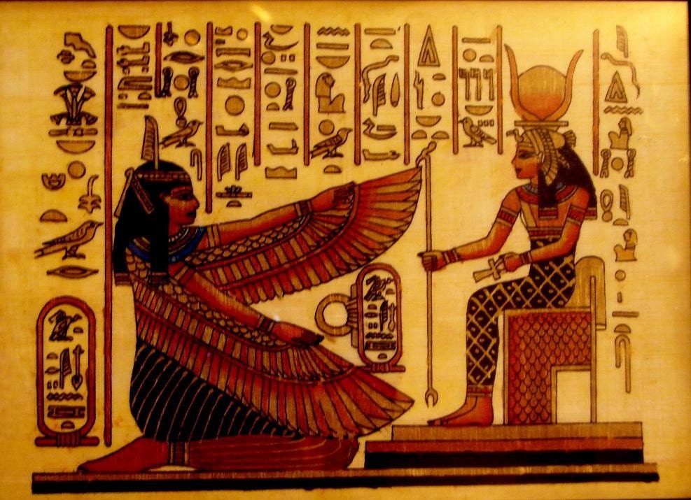 Egypt Papyrus painting - Sphinx Pyramid Replica