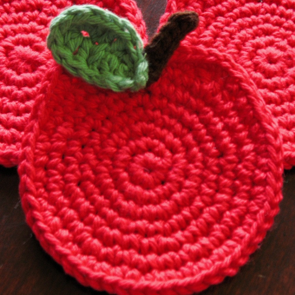 Red Apple Coasters Set of 4