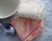 Peaches and Ice Cream Dishcloths- Set of 2 Knitted