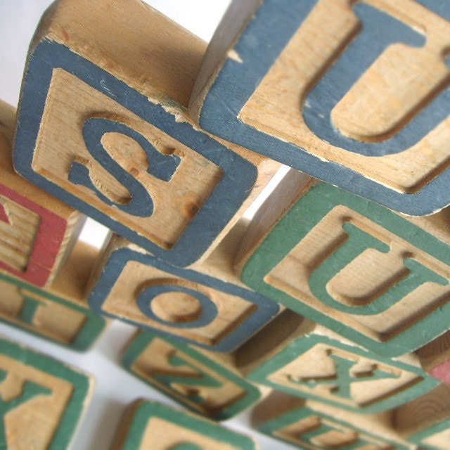Big Ol' Vintage Alphabet Letter Wood Blocks