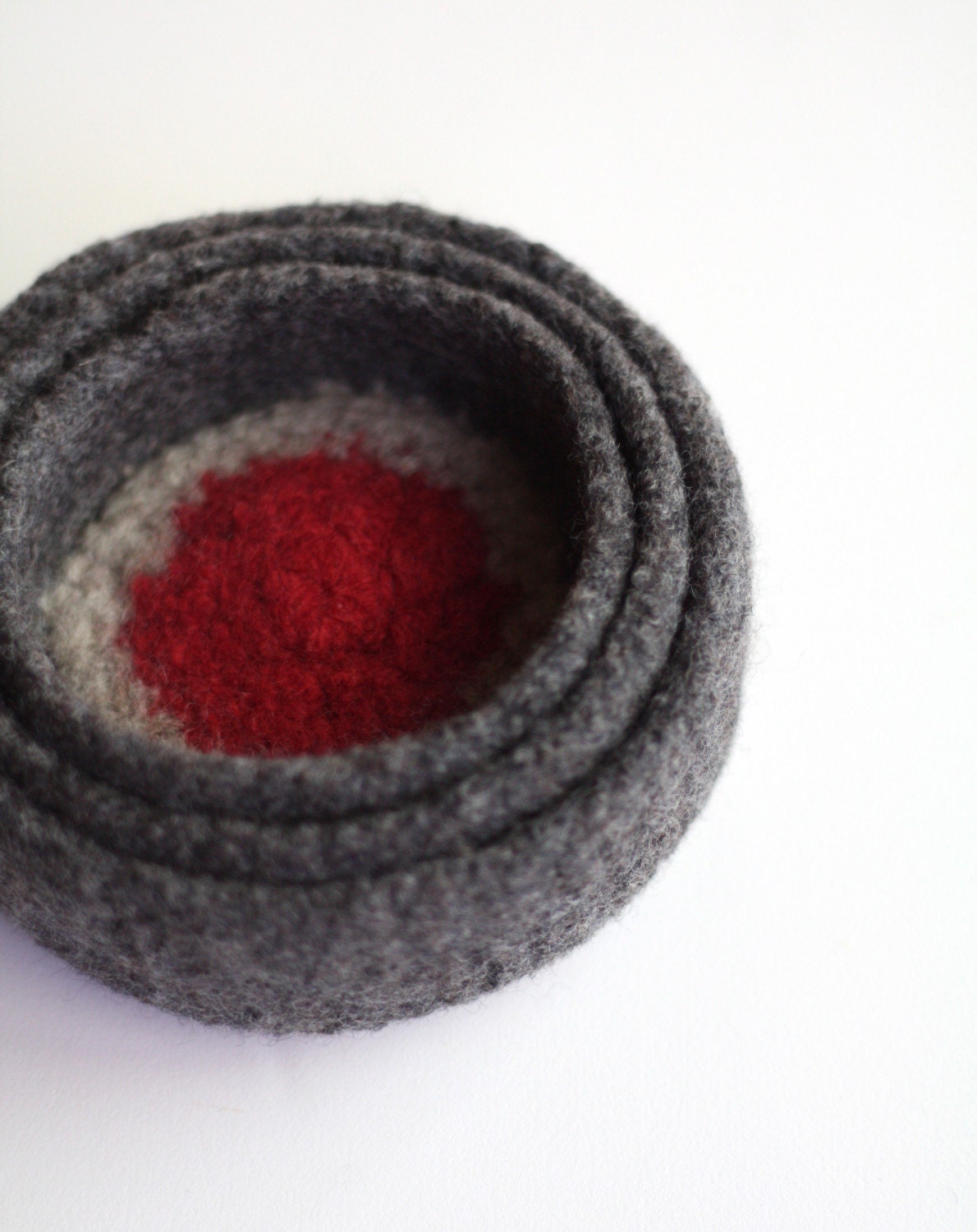 Red Dot Felted Bowl Trio