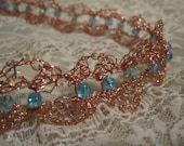 Copper and Turquoise Victorian Lacy Wire Crochet Choker