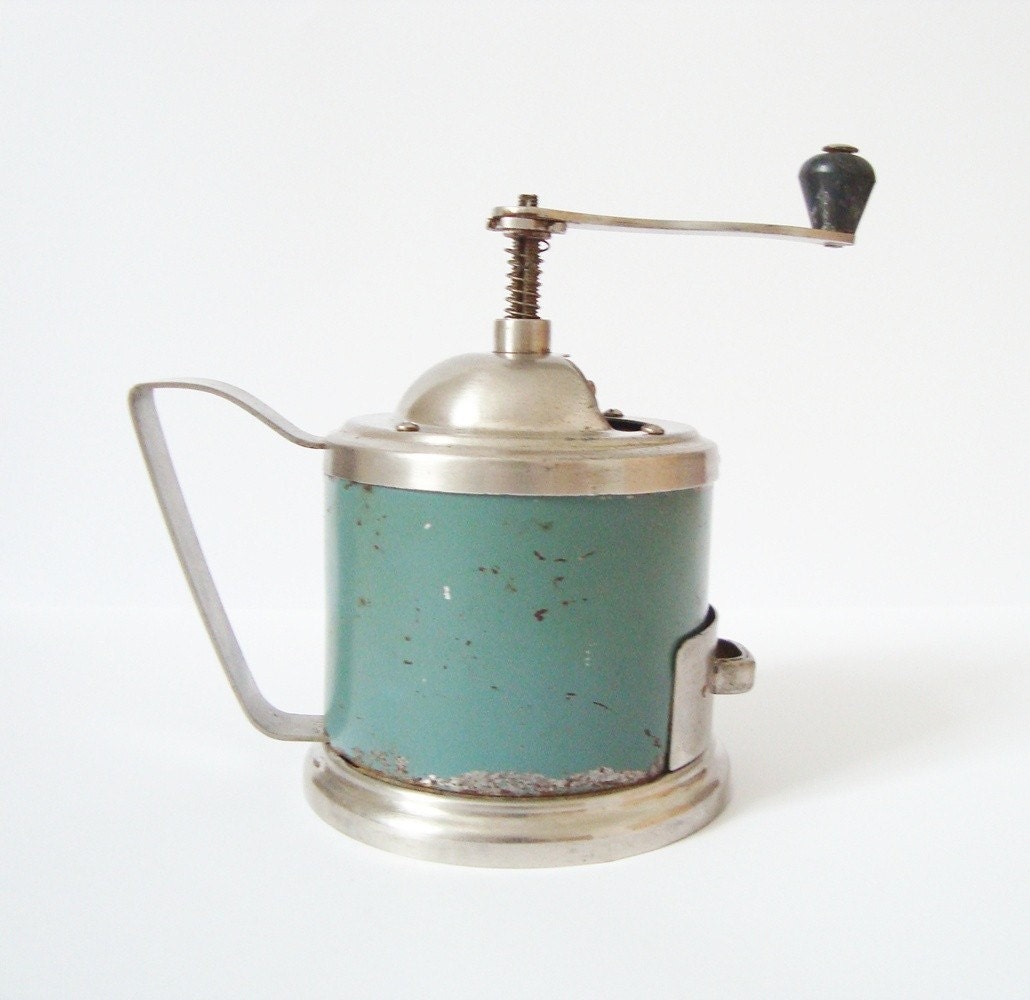 Coffee Grinder made in Russia Soviet Union USSR turquoise color