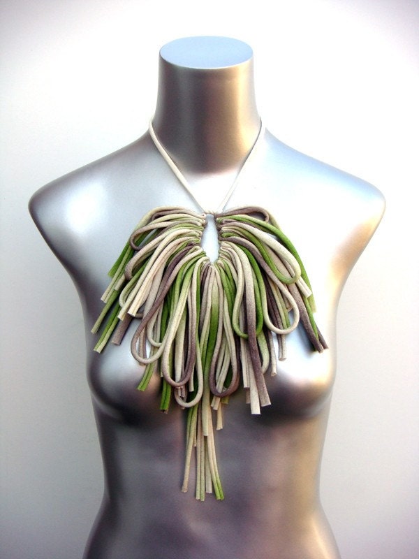 neckpiece by necklush - natural w/ forest green and brown