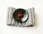 MEG cuff bracelet made from recycled sweater felted wool and vintage buttons