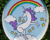 Unicorn and Rainbow Toilet Seat Hand Painted by OmGurl
