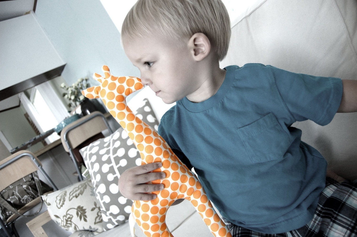 giraffe stuffed toy. polka dots