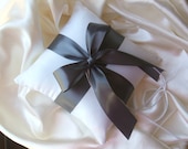 Romantic Satin Ring Bearer Pillow...You Choose the Colors. ..Buy One Get One Half Off...SHOWN IN IVORY AND DARK GREY PEWTER