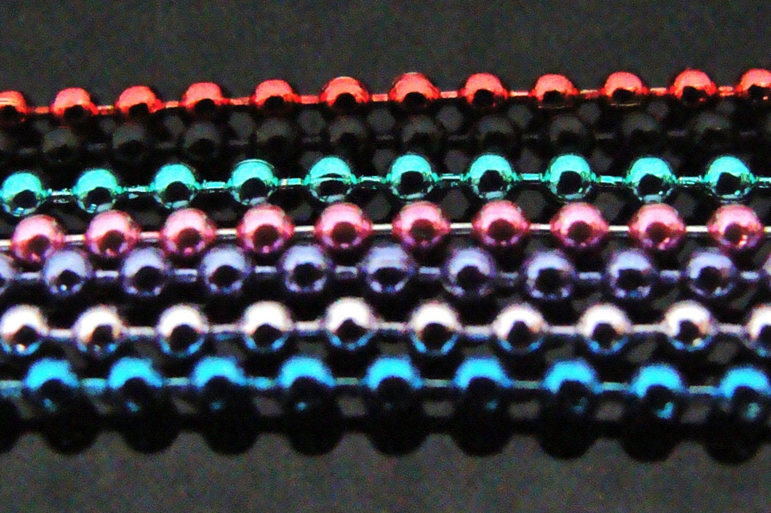 COLORFUL BALL CHAIN ----- 1.5MM BALL ------17 INCH --- PINK - BLUE - PURPLE - LILAC - BLACK  -RED  - GREEN