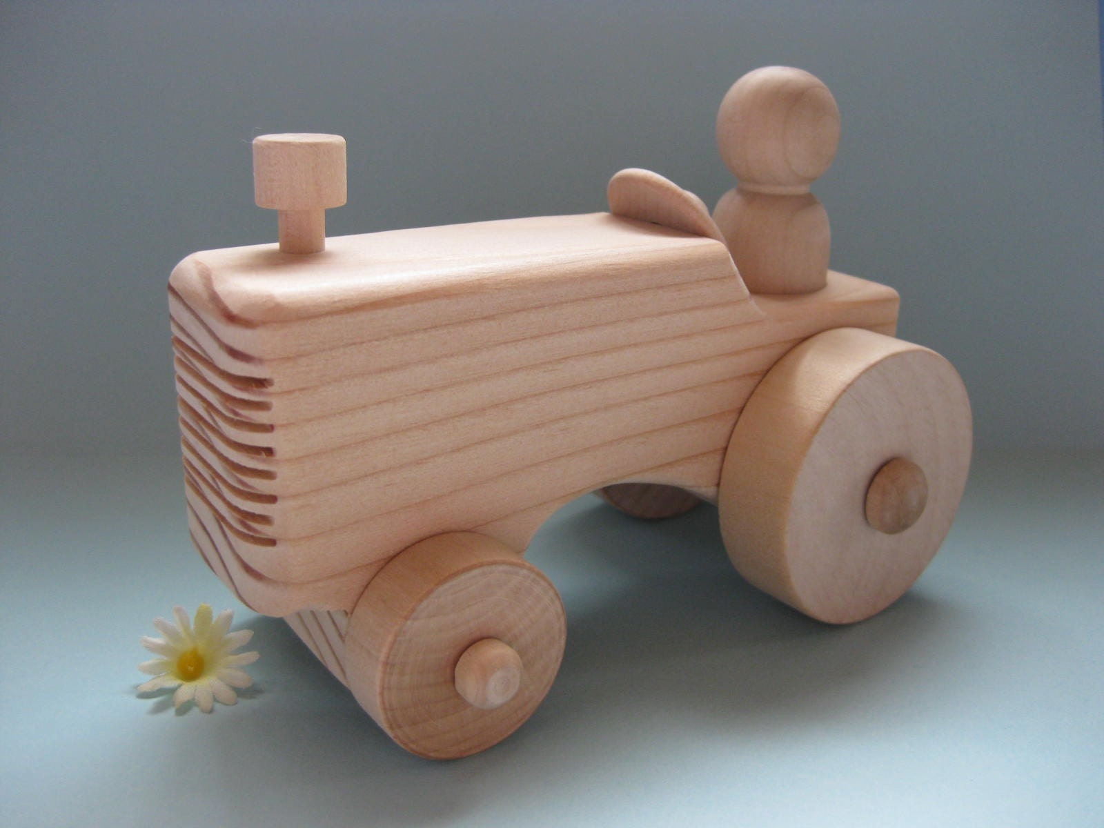 Natural Wood Toy Farm Tractor