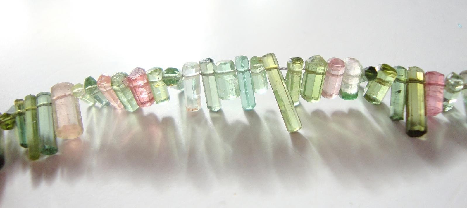 TOP QUALITY FACETED TOURMALINE CRYSTAL BEADS 4  INCH STRAND