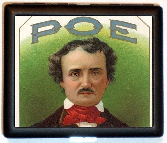 Edgar Allan Poe Cigar Label Style Goth Writer Cigarette ID Case Business Card Holder Wallet