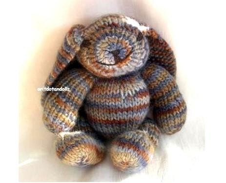 Hand knitted bunny, 11.5inch tall, handmade of wool yarn, stuffed with merino wool