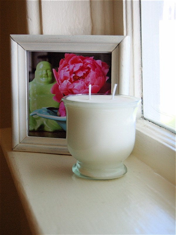 Japanese Pear and Ginseng Botanical Candle -- Recycled Glassware