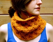 Knit Honeycomb Chunky Cowl in Mustard Yellow