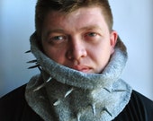 For HIM Spears Urban Military Designer Men Natural Gray Merino Felted Cowl/Scarf/Neckwarmer New Homme Collection 2011 Front Page Featured Free Shipping