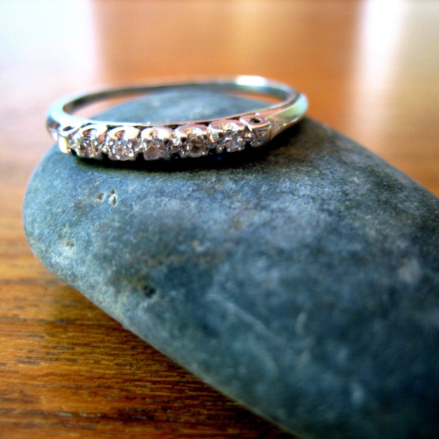 Circa 1920 Five Diamond Platinum Wedding Ring