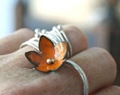 sweet orange enamel bellflower ring