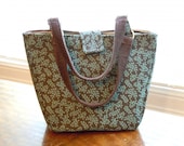 ON SALE! Handmade Purse in Chocolate with Teal flowers