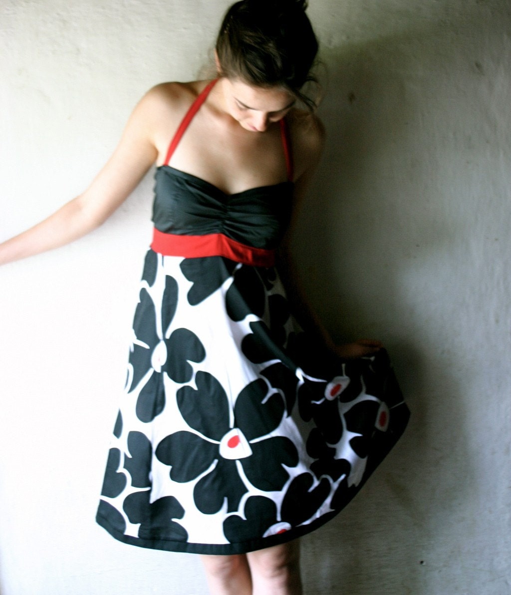 Black-Red-White Halter dress