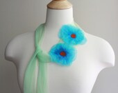 Handpainted Silk Gauze- Necklace/Scarflette/Belt/Bracelet-Blue, Green, Turquoise