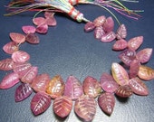7inches,Pink Tourmaline Careved Leaf,1 full strand size is approx,13mm to 6mm,A Grade quality.