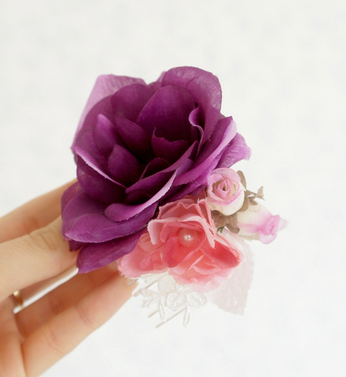 Buy 1 Get 1 SALE -Purple  touch - floral hair comb